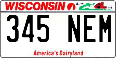WI license plate 345NEM