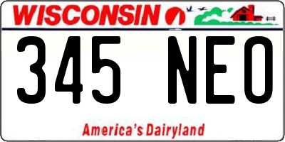 WI license plate 345NEO