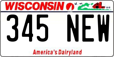WI license plate 345NEW