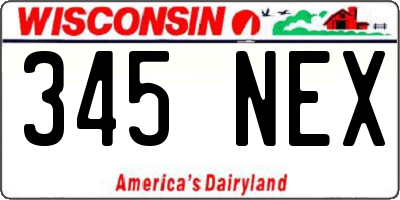 WI license plate 345NEX