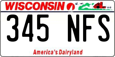 WI license plate 345NFS