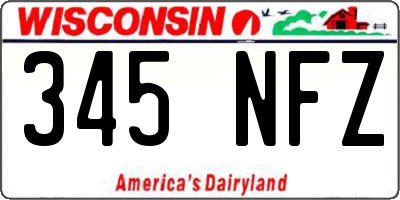 WI license plate 345NFZ