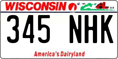 WI license plate 345NHK