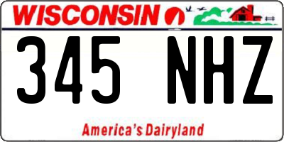 WI license plate 345NHZ
