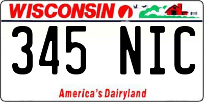 WI license plate 345NIC