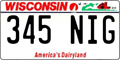 WI license plate 345NIG
