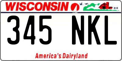 WI license plate 345NKL