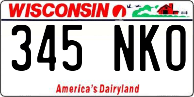 WI license plate 345NKO