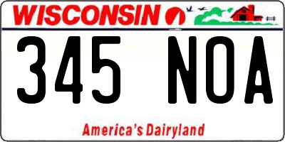 WI license plate 345NOA
