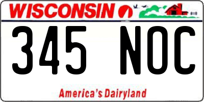 WI license plate 345NOC
