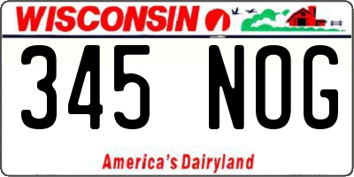 WI license plate 345NOG