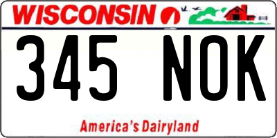 WI license plate 345NOK