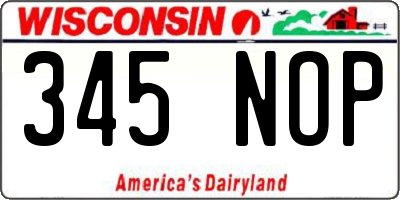 WI license plate 345NOP