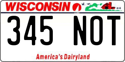 WI license plate 345NOT