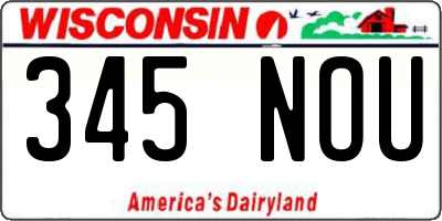WI license plate 345NOU