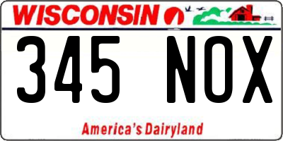 WI license plate 345NOX