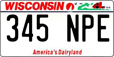 WI license plate 345NPE
