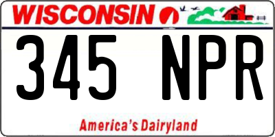 WI license plate 345NPR