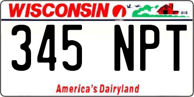 WI license plate 345NPT