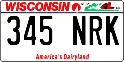 WI license plate 345NRK