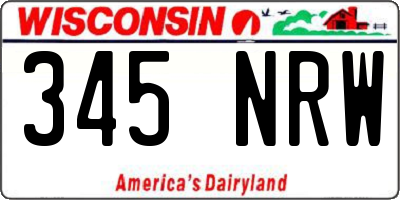 WI license plate 345NRW