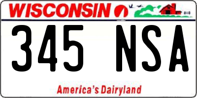 WI license plate 345NSA