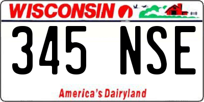 WI license plate 345NSE