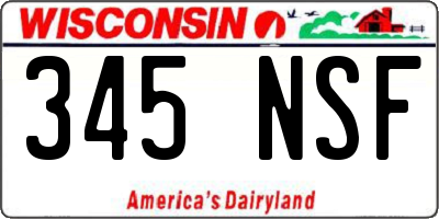 WI license plate 345NSF