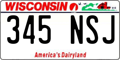 WI license plate 345NSJ