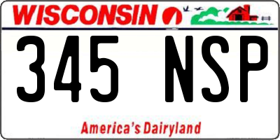 WI license plate 345NSP