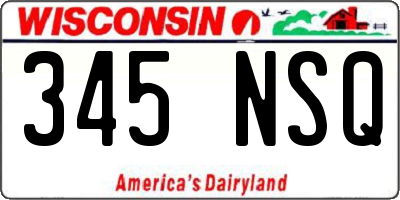 WI license plate 345NSQ
