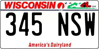 WI license plate 345NSW