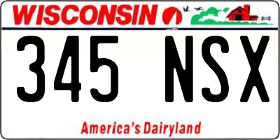 WI license plate 345NSX