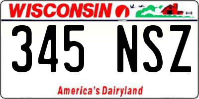 WI license plate 345NSZ