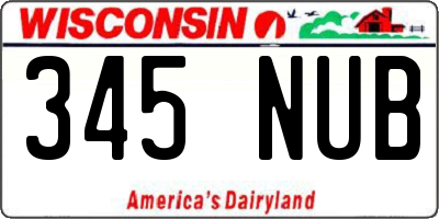 WI license plate 345NUB