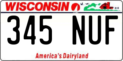 WI license plate 345NUF
