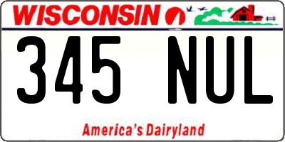 WI license plate 345NUL