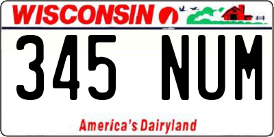 WI license plate 345NUM
