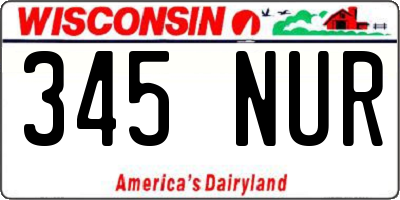 WI license plate 345NUR