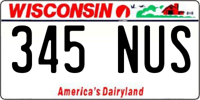 WI license plate 345NUS