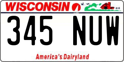 WI license plate 345NUW