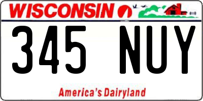 WI license plate 345NUY