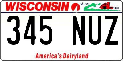 WI license plate 345NUZ
