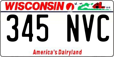 WI license plate 345NVC