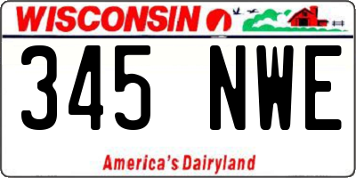 WI license plate 345NWE