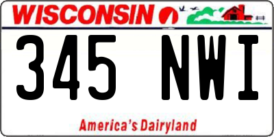 WI license plate 345NWI