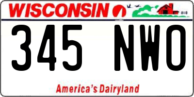 WI license plate 345NWO
