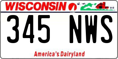 WI license plate 345NWS