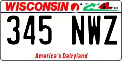 WI license plate 345NWZ