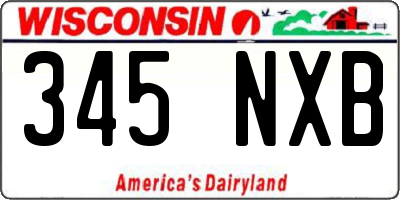 WI license plate 345NXB